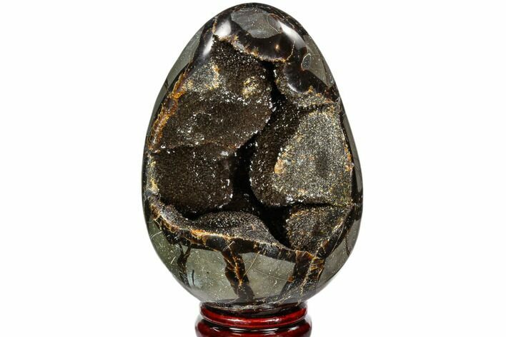Septarian Dragon Egg Geode - Black Crystals #111232